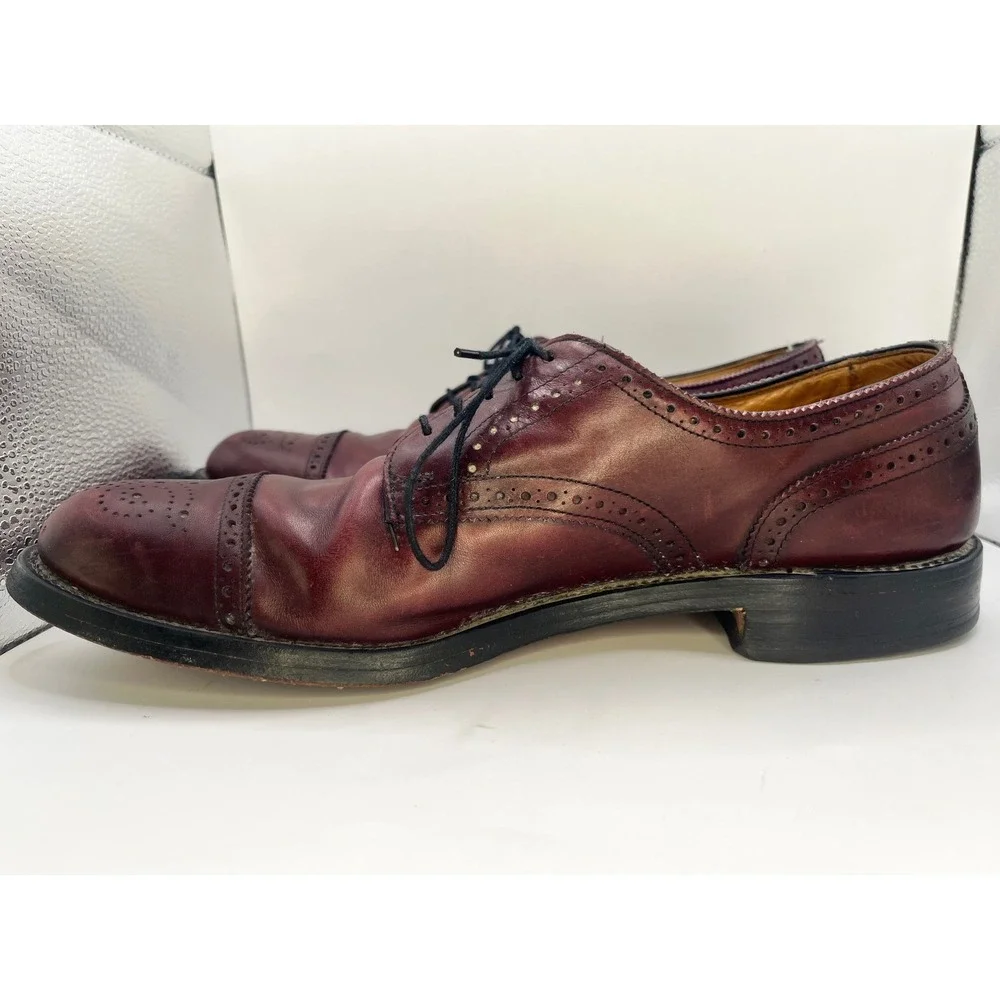 Allen‎ Edmonds Lexington Burgundy Leather Cap Toe Wingtip Derby Shoes 11.5 R